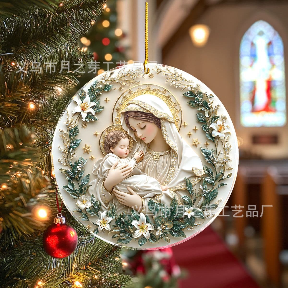 Cross-border 3D Effect Virgin Mary Prayer Acrylic Painted Home Creative Window Hanging Decoration Sunlight Refraction Ornament