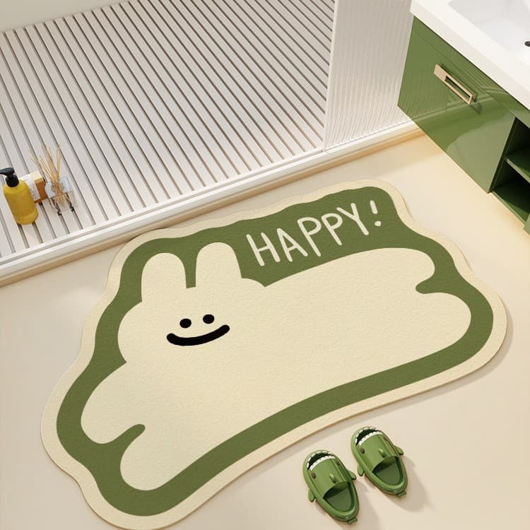 Cartoon Puppy Shaped Rug Non-Slip Diatom Mud Mat for Bathroom Doorway Home Entryway Stain-Resistant Floor Mat