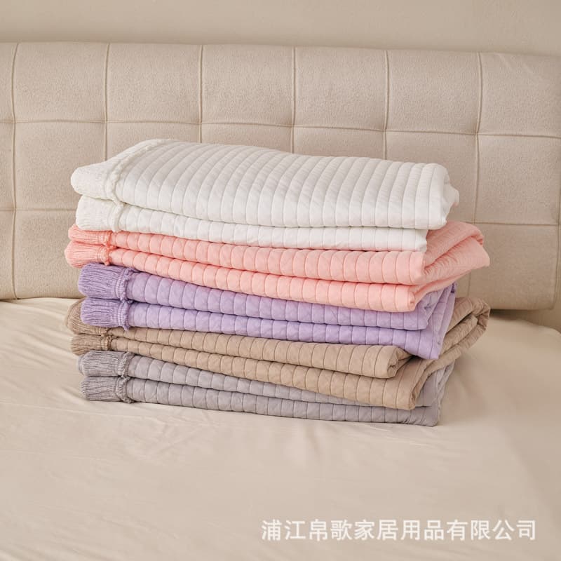 Exported to Korea Sandwashed Quilted Bed Cover Three-Piece Set Soft and Cozy Sheet Live Streaming Hot-Selling Washed Bed Cover