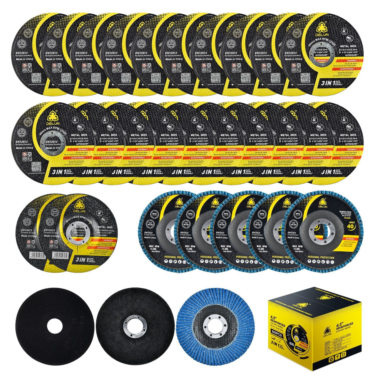 4.5-inch Set Cutting Grinding Polishing Iron Stainless Steel 115mm Blue Sand Zirconia Flap Disc Cutting Wheel Grinding Disc