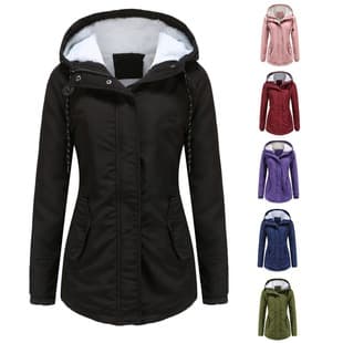 2023 Parka Autumn Winter Lamb Fleece Cotton Padded Jacket Women European Size Thickened Cotton Coat Casual Hooded Outwear