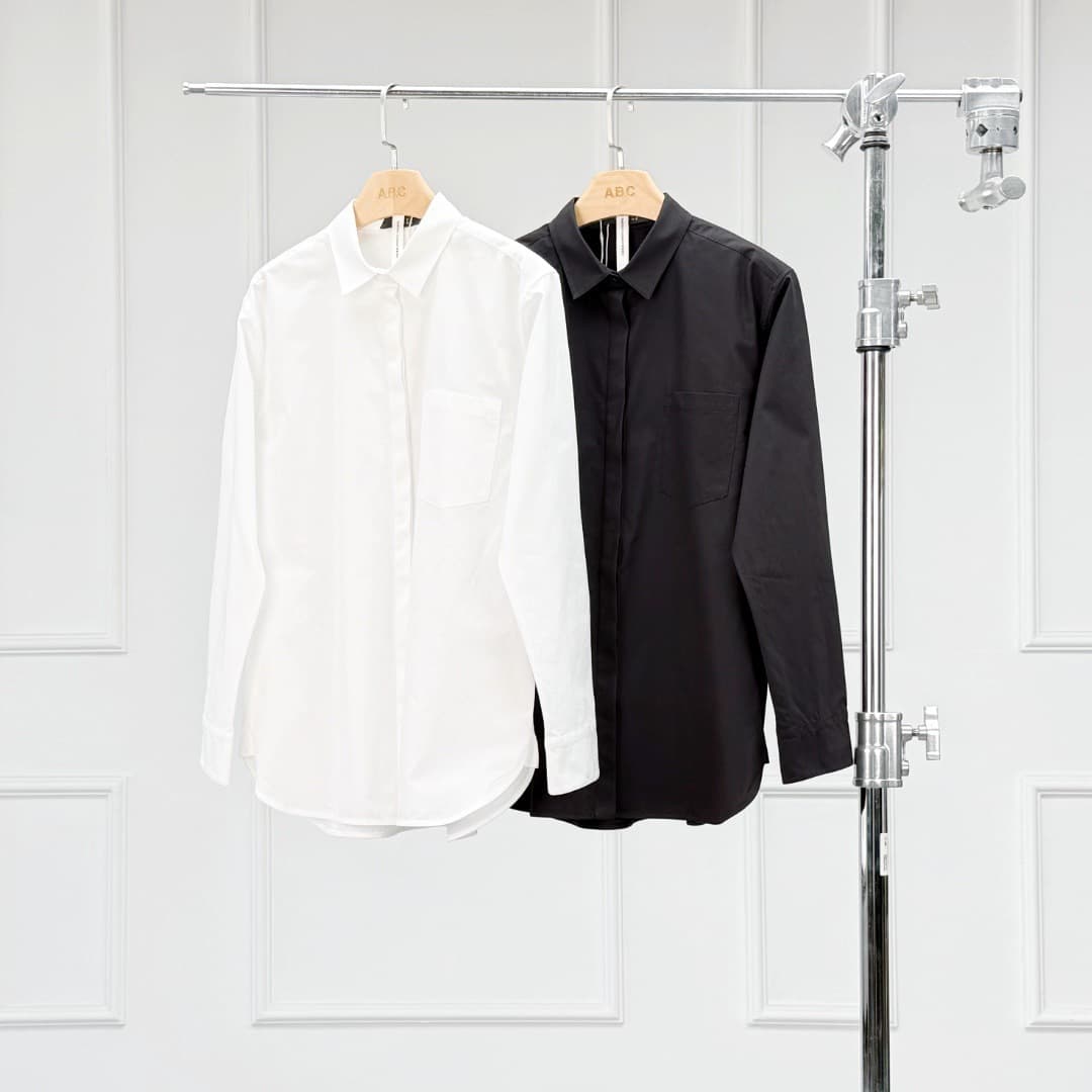 Warren Sea Dragon Black Label Series S009 Commuter Minimalist R0W Style Soft Cotton Pure Cotton Black White Long-Sleeve Shirt