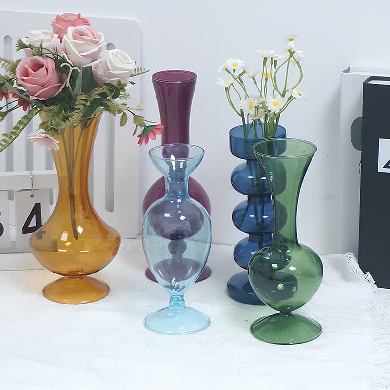 Vintage Glass Vase Borosilicate Glass Vase Ins Style Home Decor Ornament Living Room Flower Vase