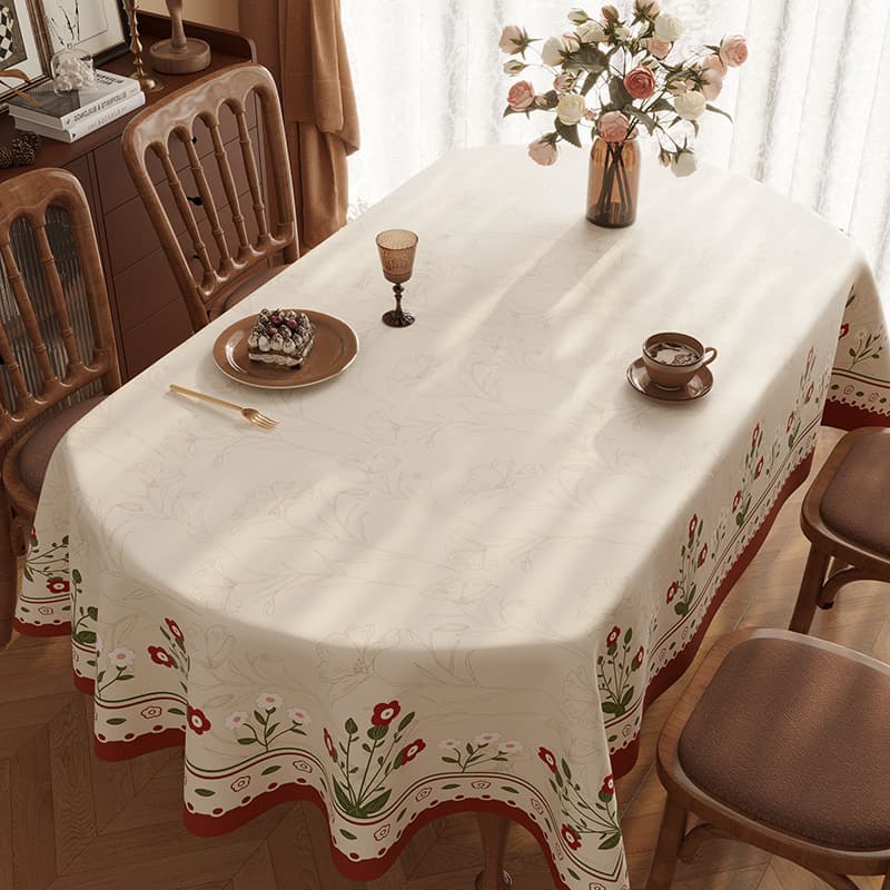 American oval table tablecloth waterproof, oil-proof, anti-scalding, no-wash folding round table tablecloth, tablecloth, high-end coffee table cloth
