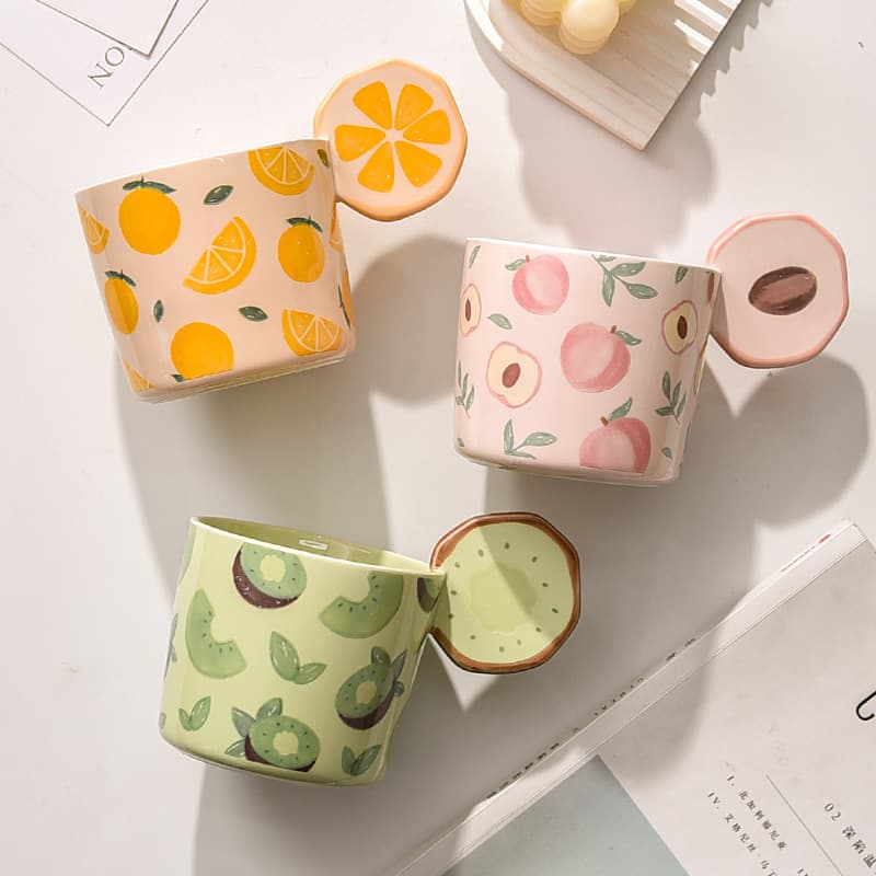 Fruit Ceramic Mug Creative Personalized Mug for Women High-End Afternoon Tea Design Unique Coffee Cup for Home