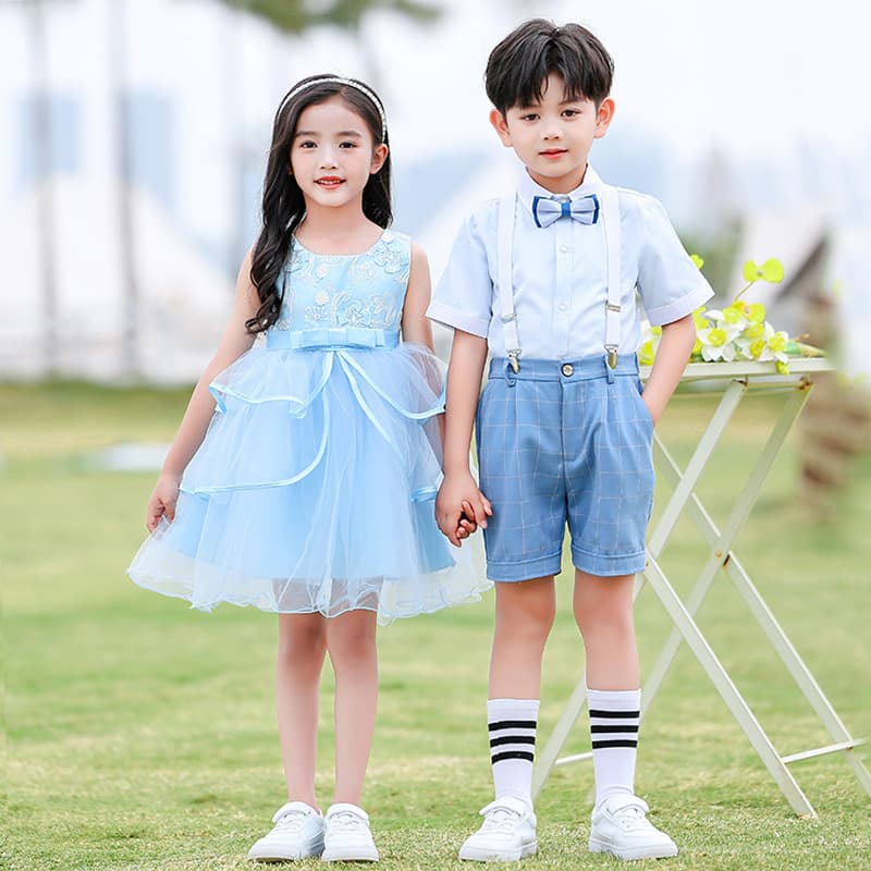Children's Day Performance Costume Girls Dance Tutu Dress Kindergarten Graduation Photo Recitation Dress Boys Performance Clothing