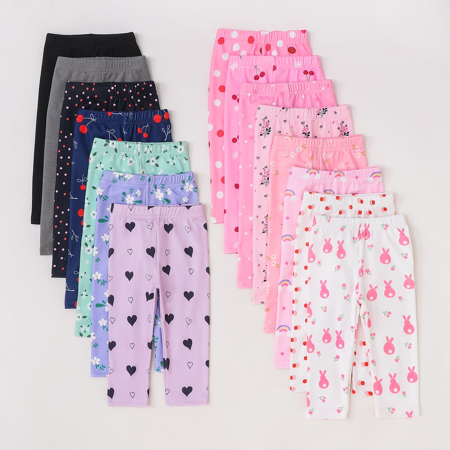 Children's pure cotton leggings spring and autumn love polka dot printed trousers cute baby outer leggings new style