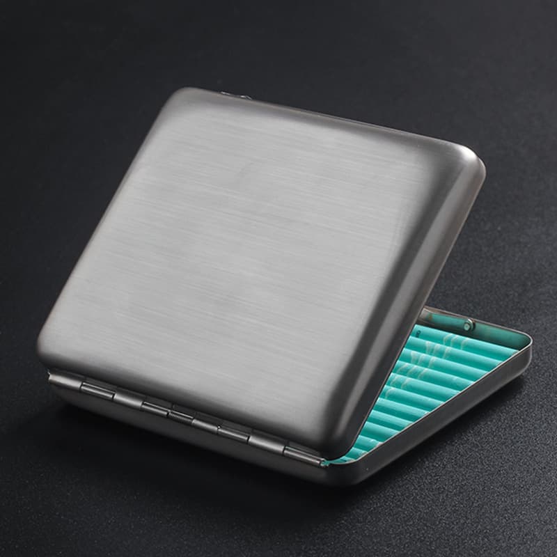 Medium-Thick Dual-Purpose Cigarette Box 6.5mm Medium Cigarette Box 20-Pack Portable Metal Stainless Steel Cigarette Box for Men