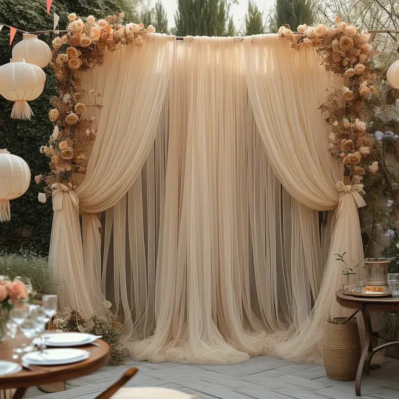 Cross-border delivery of white mesh gauze curtains for outdoor wedding party site decoration background wedding arch curtains