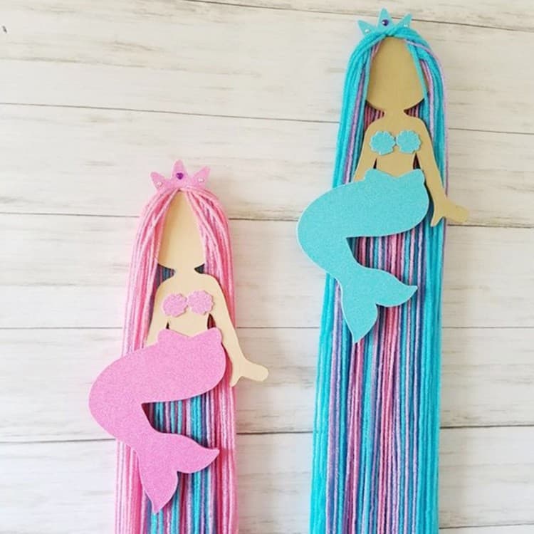 Ins Hot Selling Mermaid Hair Clip & Hair Accessory Storage Organizer, Hand-Woven Tassel Hanging Decoration, Children's Room Wall Decor