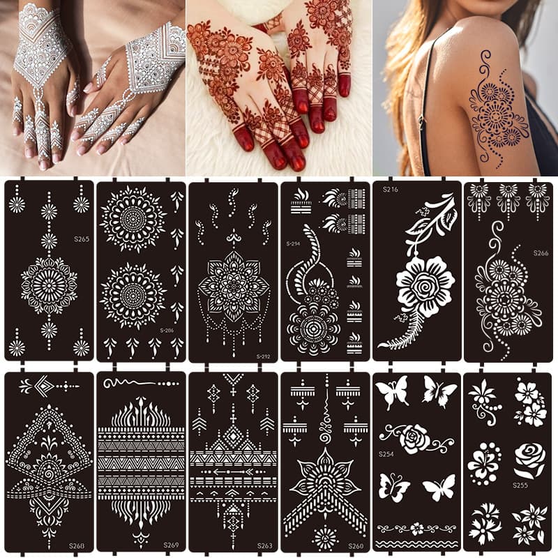 Cross-border Indian Henna Tattoo Template Hand-drawn Stencil Juice Tattoo Sticker Body Art Henna Tattoo