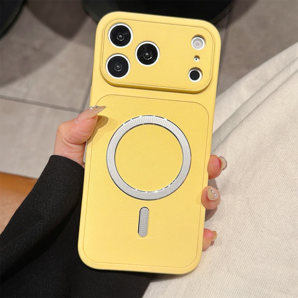 Dopamine Vegan Leather Magnetic Phone Case for iPhone 14/13, Compatible with Apple 17/16/15 Pro Max, Shockproof Cover