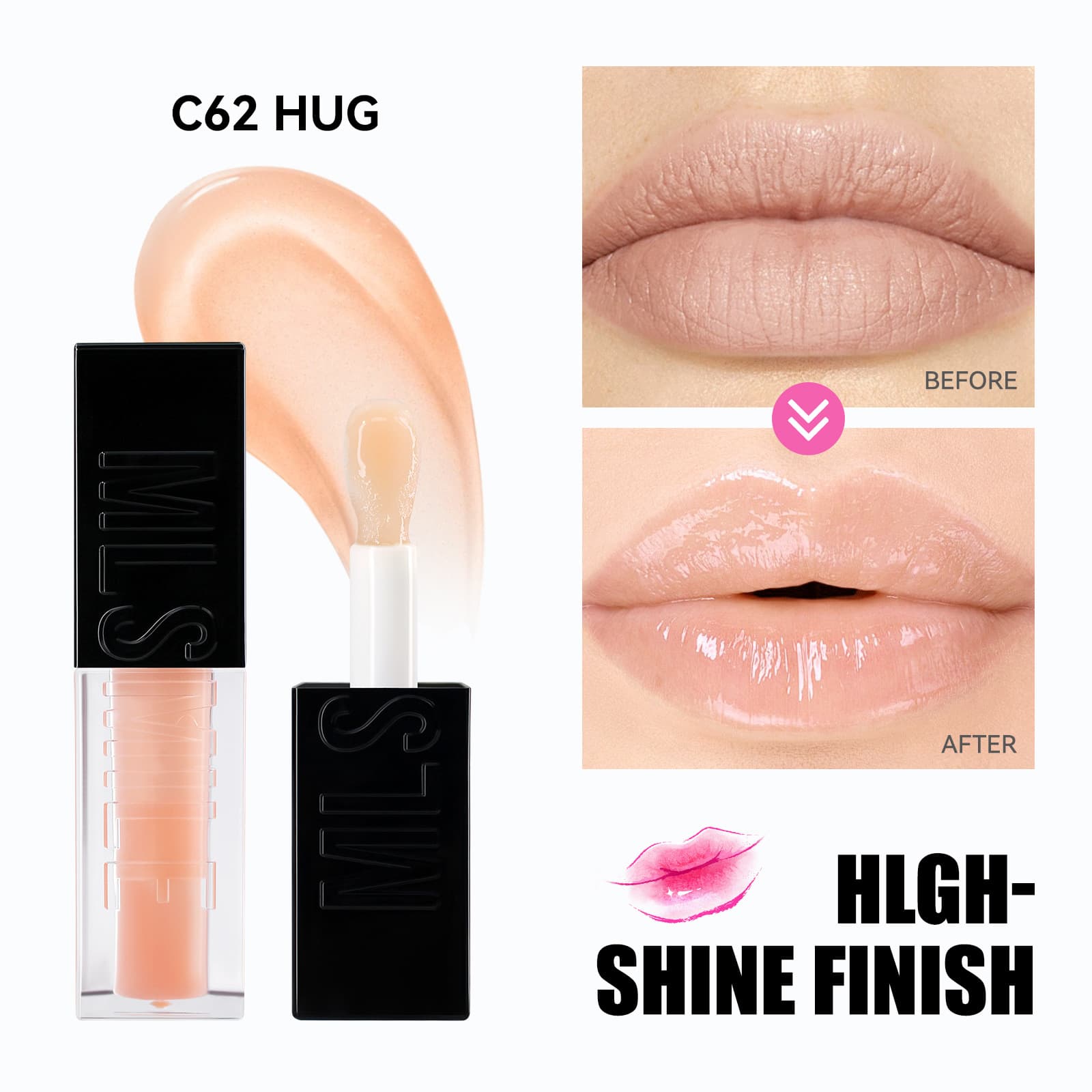 MLSMILE Cross-border Exclusive 6-Color Mirror Water Glossy Lip Glaze Glass Plump Lip Moisturizing Nourishing Pearl Shimmer Lip Oil Lip Gloss
