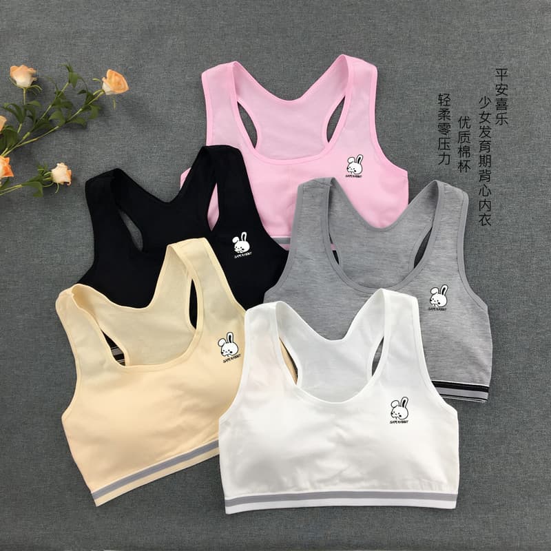 Rabbit Style Summer Girls Training Bra Kids Chest Wrap for Primary and Middle School Students Teenager Bra Half Top
