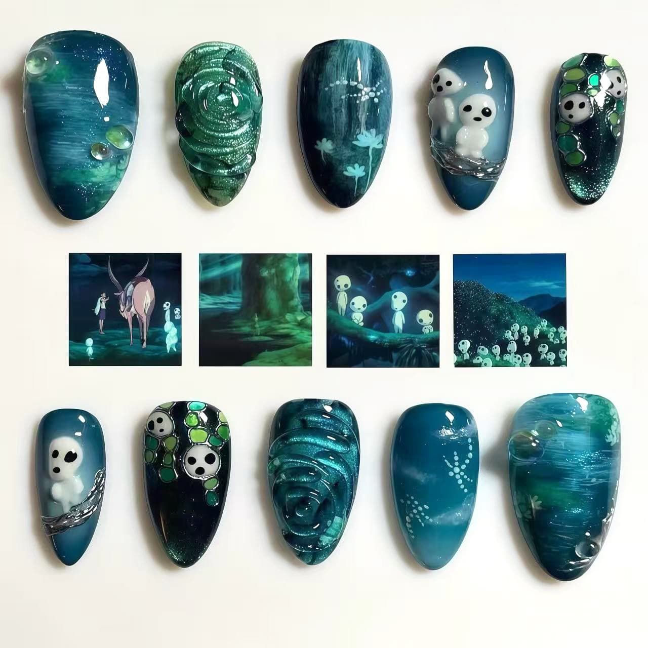 Gold 3D Ghost Skull Halloween Nails Press-On Nails Cross-border European and American Ins Nail Art Stickers