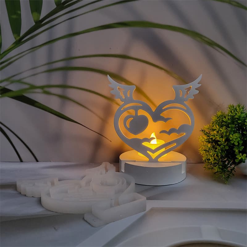 Soft S0385R Angel Wings Heart Desktop Decoration Cement Plaster Mold DIY Silicone Mold