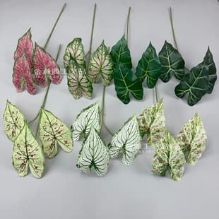3D Printed Caladium Leaves Wedding Greenery Artificial Leaves for Indoor Landscape Wall Decoration Nordic Style Fake Foliage
