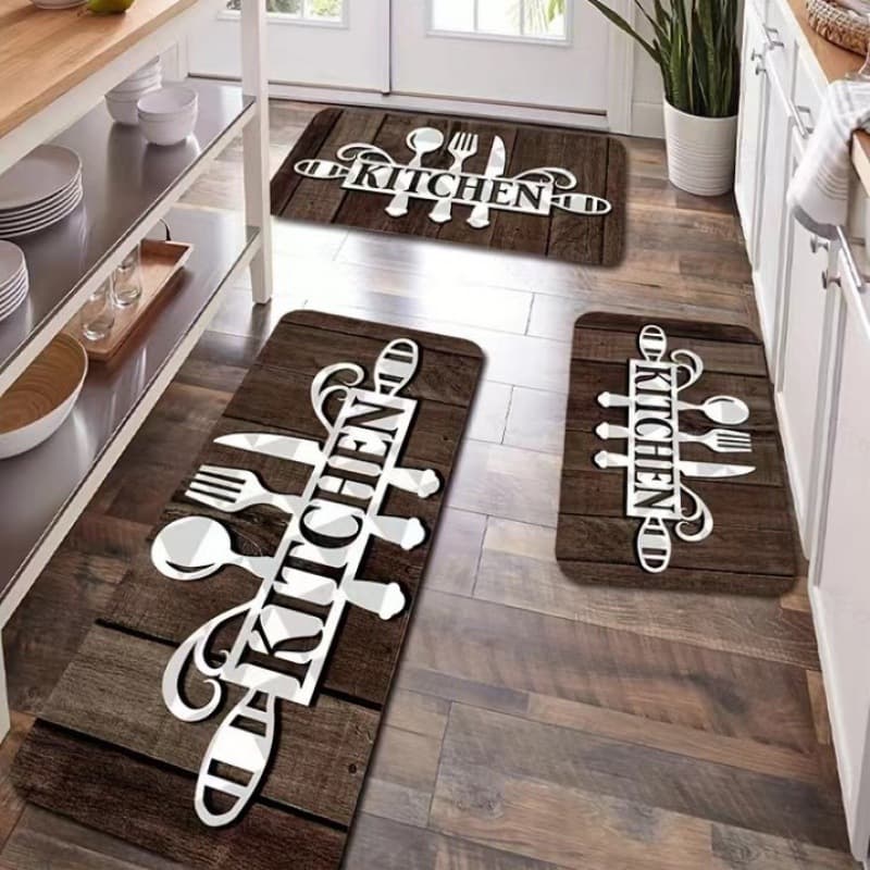 Thickened Kitchen Floor Mat Long Strip Anti-Slip Foot Pad Dining Table Utensils Fork And Knife Mat Home Use Polyester Fiber