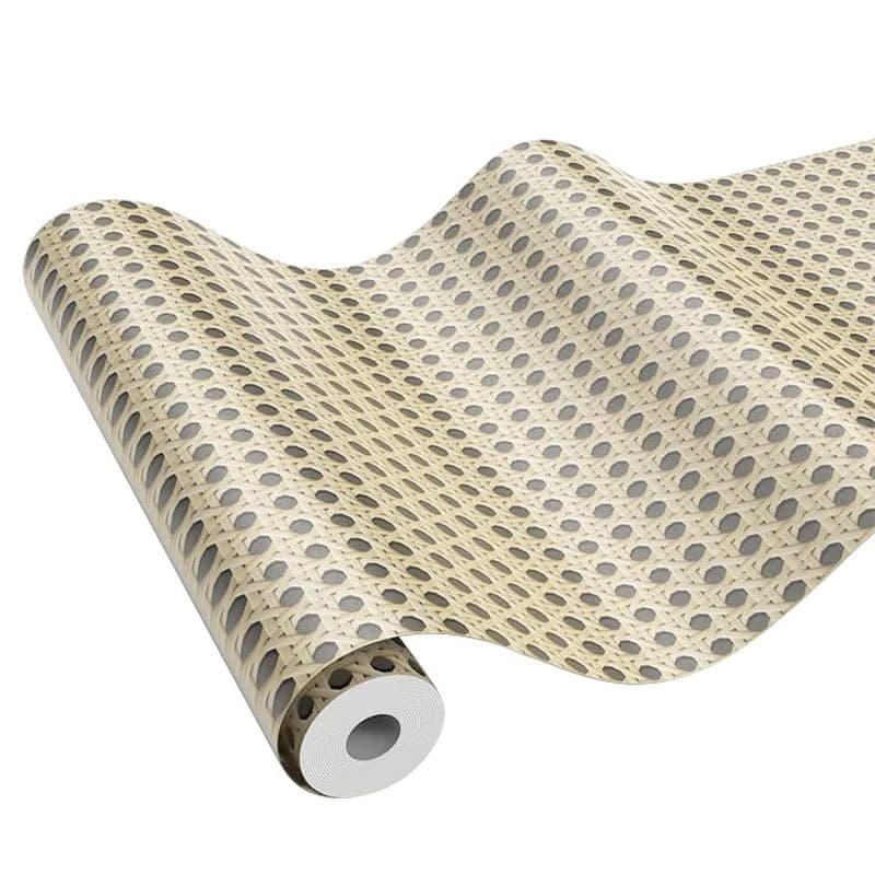 Imitation Woven Rattan Sticker Dormitory Desktop Renovation Wall Wardrobe Makeover Decoration PVC Waterproof Self-adhesive Wallpaper