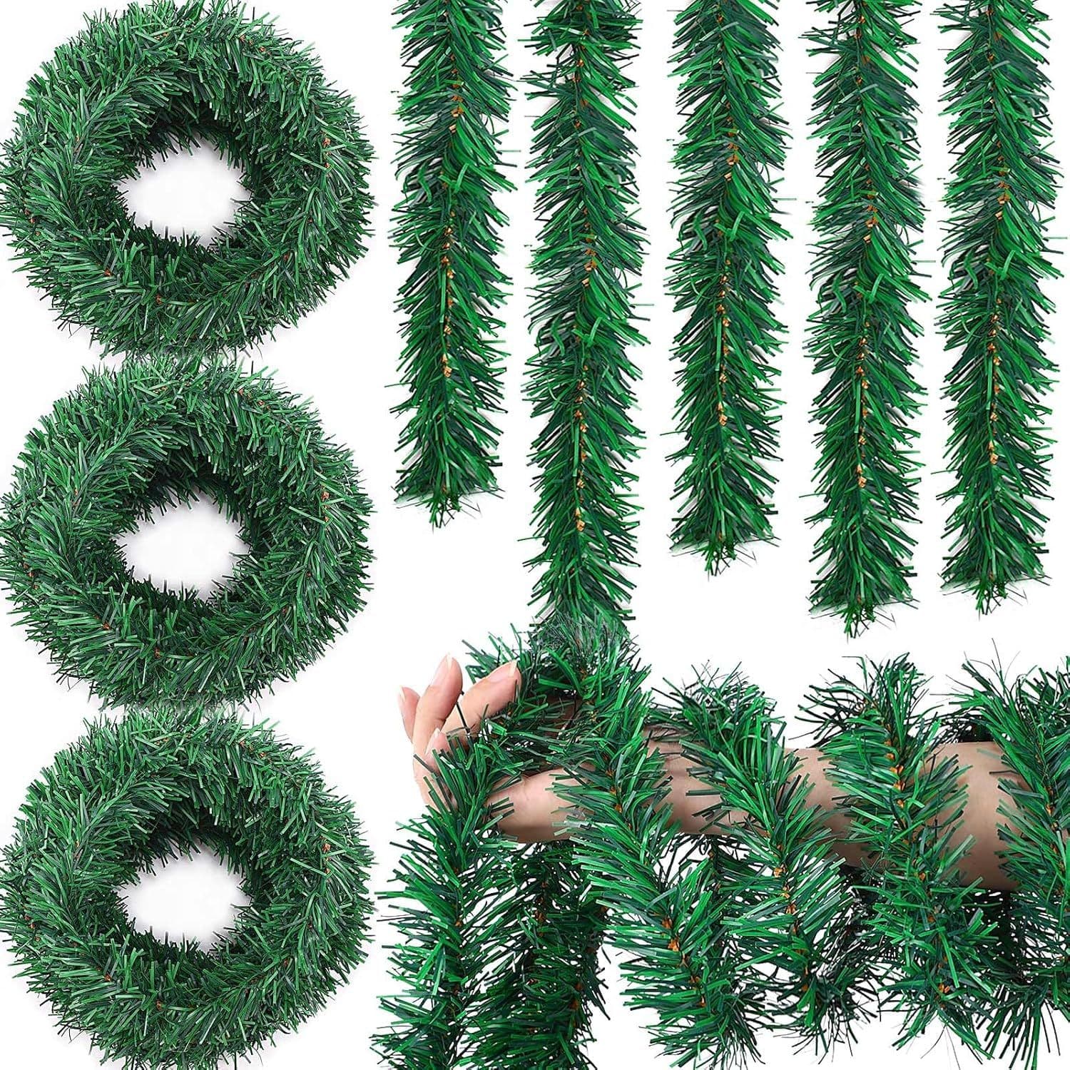 (Factory can be customized) Simulated PVC leaf Christmas decoration green rattan Christmas pine tree diy accessories