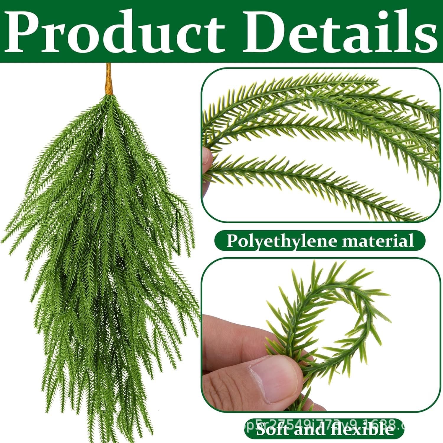 Simulated Soft Rubber Pine Needles Vines Amazon Christmas Indoor Green Plants Home Fireplace Wall Hanging Decoration Wreath