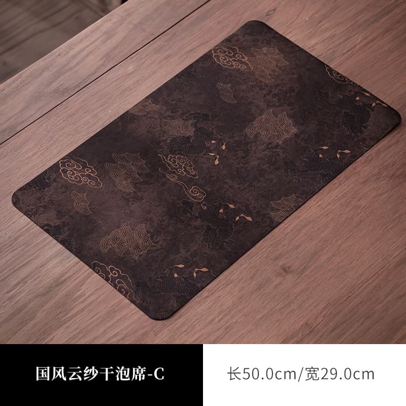 Small tea mat, made of fragrant cloud gauze, double-sided dry brewing mat, tea table, heat-insulating and waterproof, Chinese style coffee mat, cotton and linen Nishijin weave.