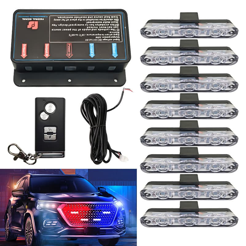Factory Direct Wireless Remote Control 24LED 1-to-8 LED Car Clip Grille Flashing Warning Light Road Leading Light