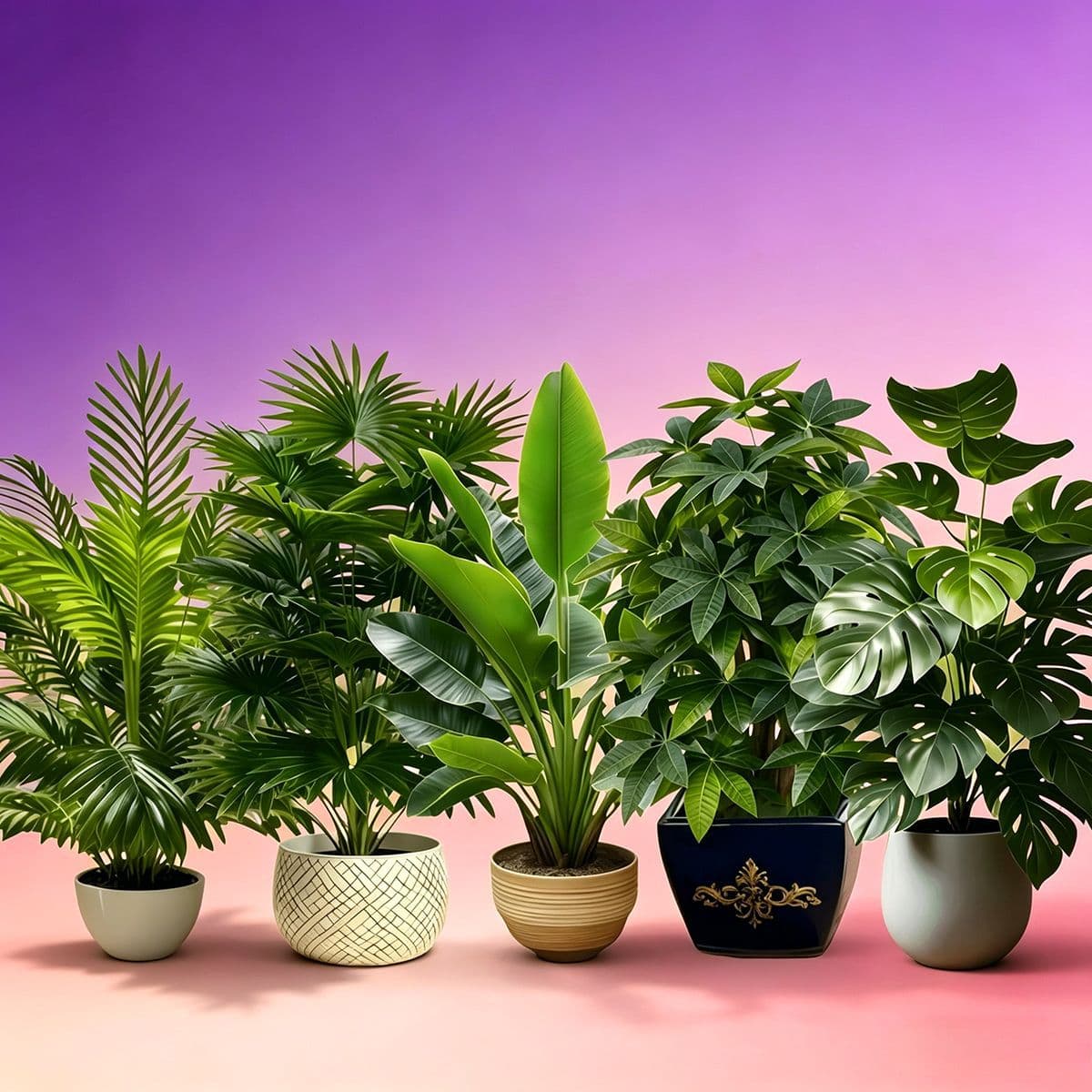 Simulated green plant 5-piece set Christmas pine tree set combination cross-border hot-selling fake tree large-leaf plant maintenance-free home