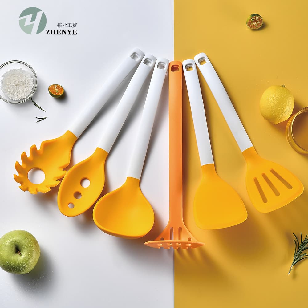 Nylon Vertical Storage Silicone Kitchen Utensils 6-Piece Set High Temperature Resistant Cooking Spatula and Spoon Kitchen Utensils