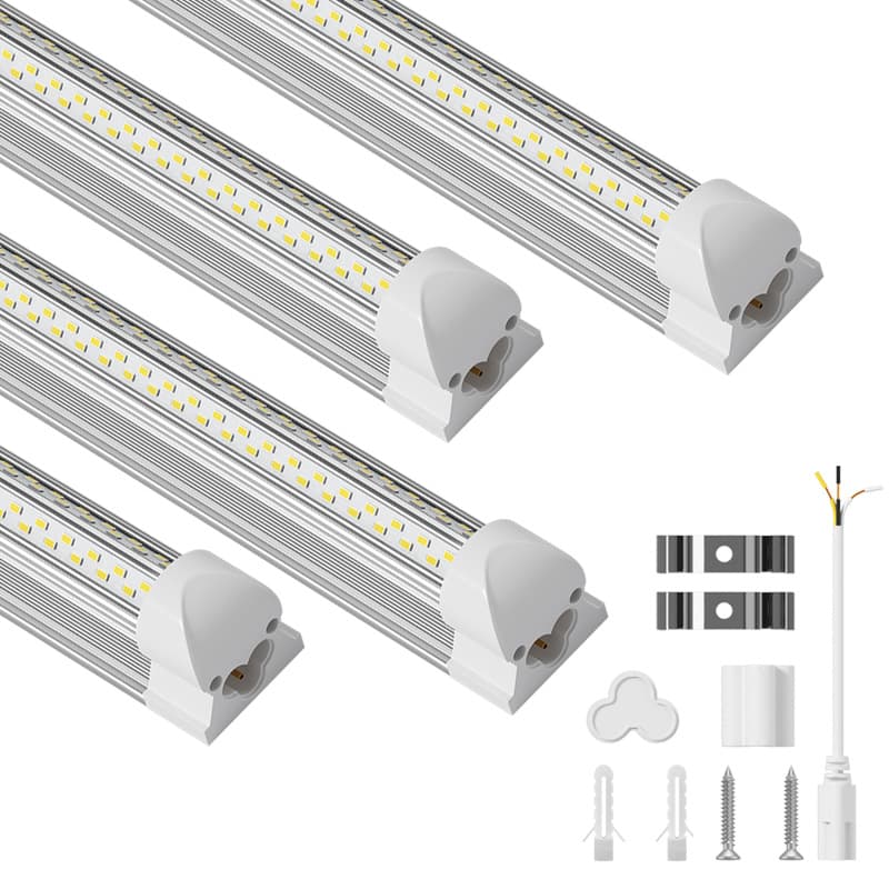 T8 Double-row LED Aluminum-Plastic Lamp Tube with ETL Certification, 2.4-meter V-shaped Integrated Garage High-Efficiency LED Strip Light