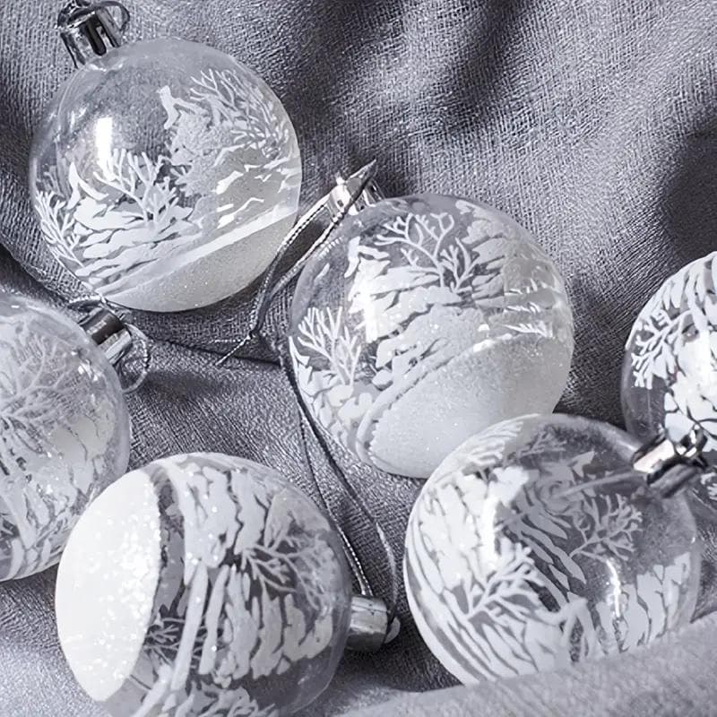 Cross-border Christmas Tree Decoration Pendant 6CM Transparent Christmas Snow Scene Painted Ball Christmas Atmosphere Decoration