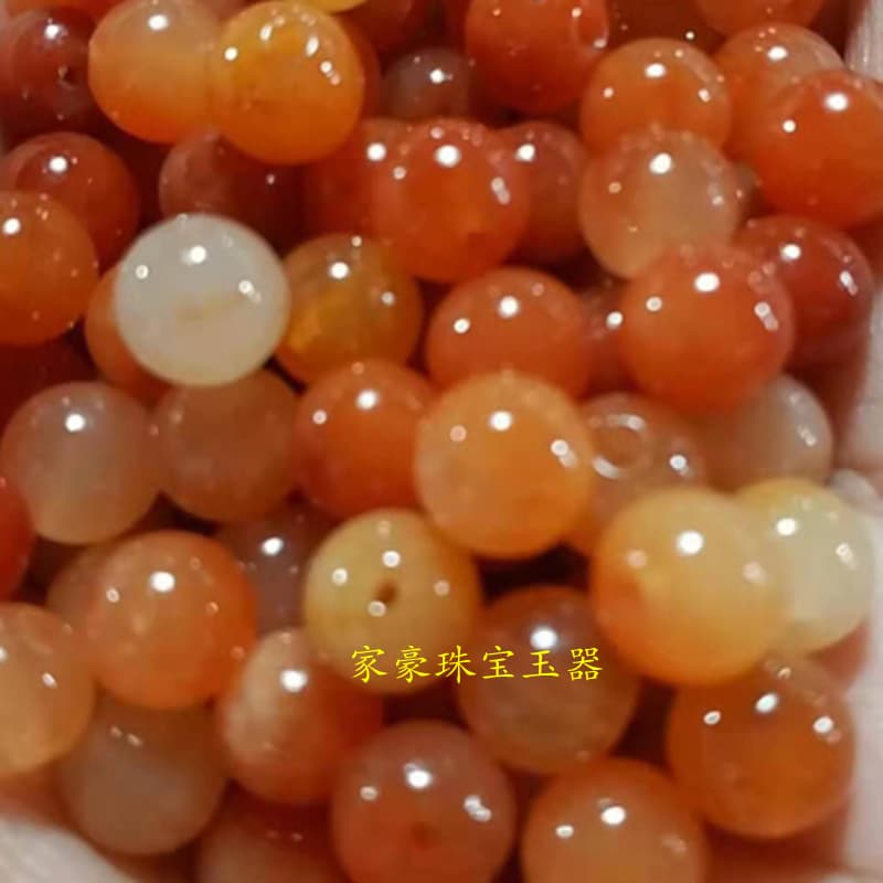 Natural Xinjiang red jade gold silk jade loose beads yellow dragon jade beads round beads diy bracelet necklace with bead earrings pendant