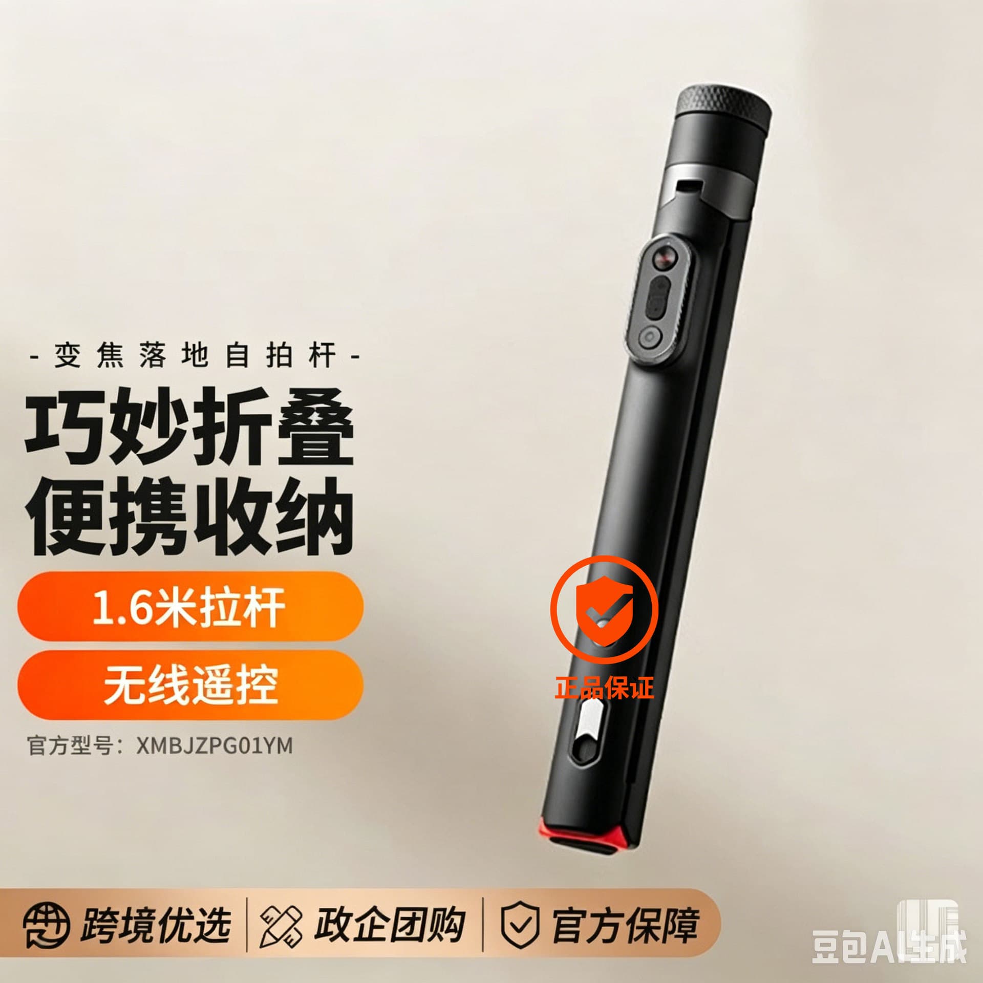 Zoom Floor Selfie Stick with Bluetooth Remote, Portable Photo and Live Streaming Phone Stand XMBJZPG01Y