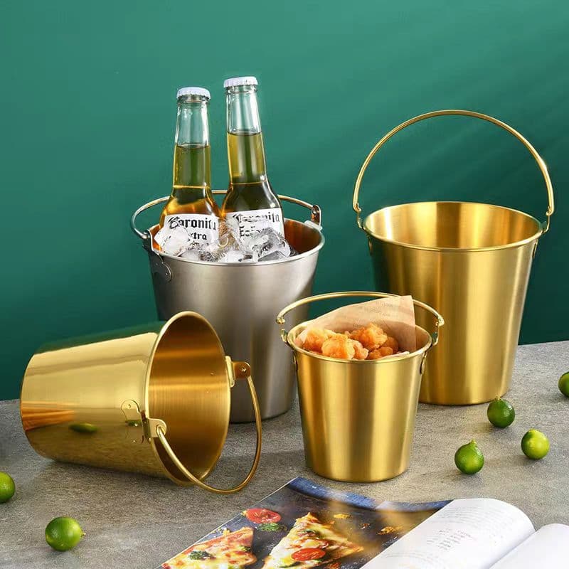 304 Stainless Steel Ice Bucket Bar KTV Sake Beer Keg Hotel Internet-famous Home Use Ice Bucket Snack Bucket Commercial