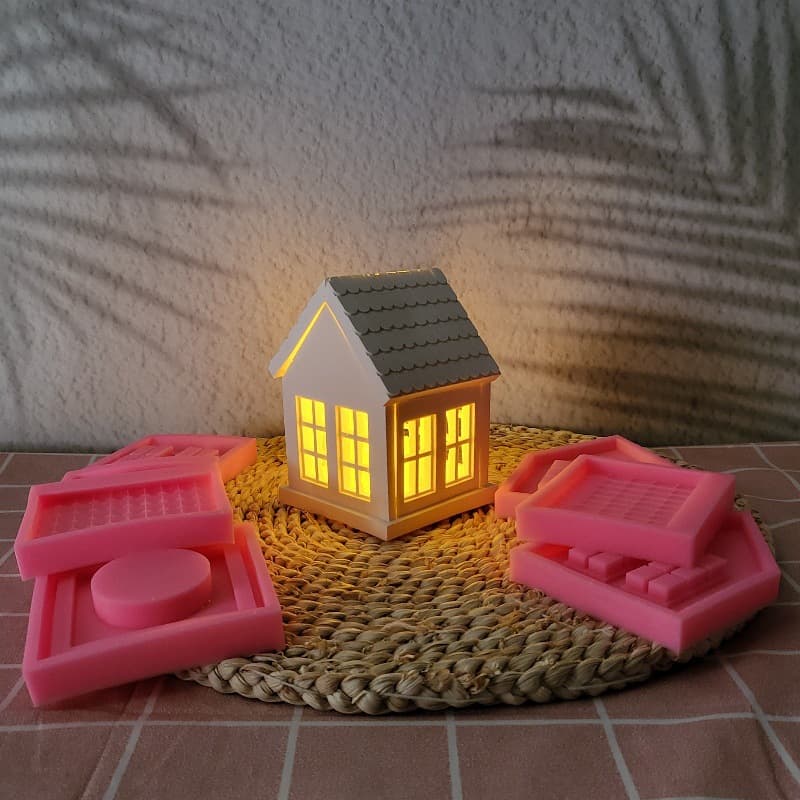 Assembling house ornaments silicone mold DIY gypsum cement house ornaments silicone mold A10065
