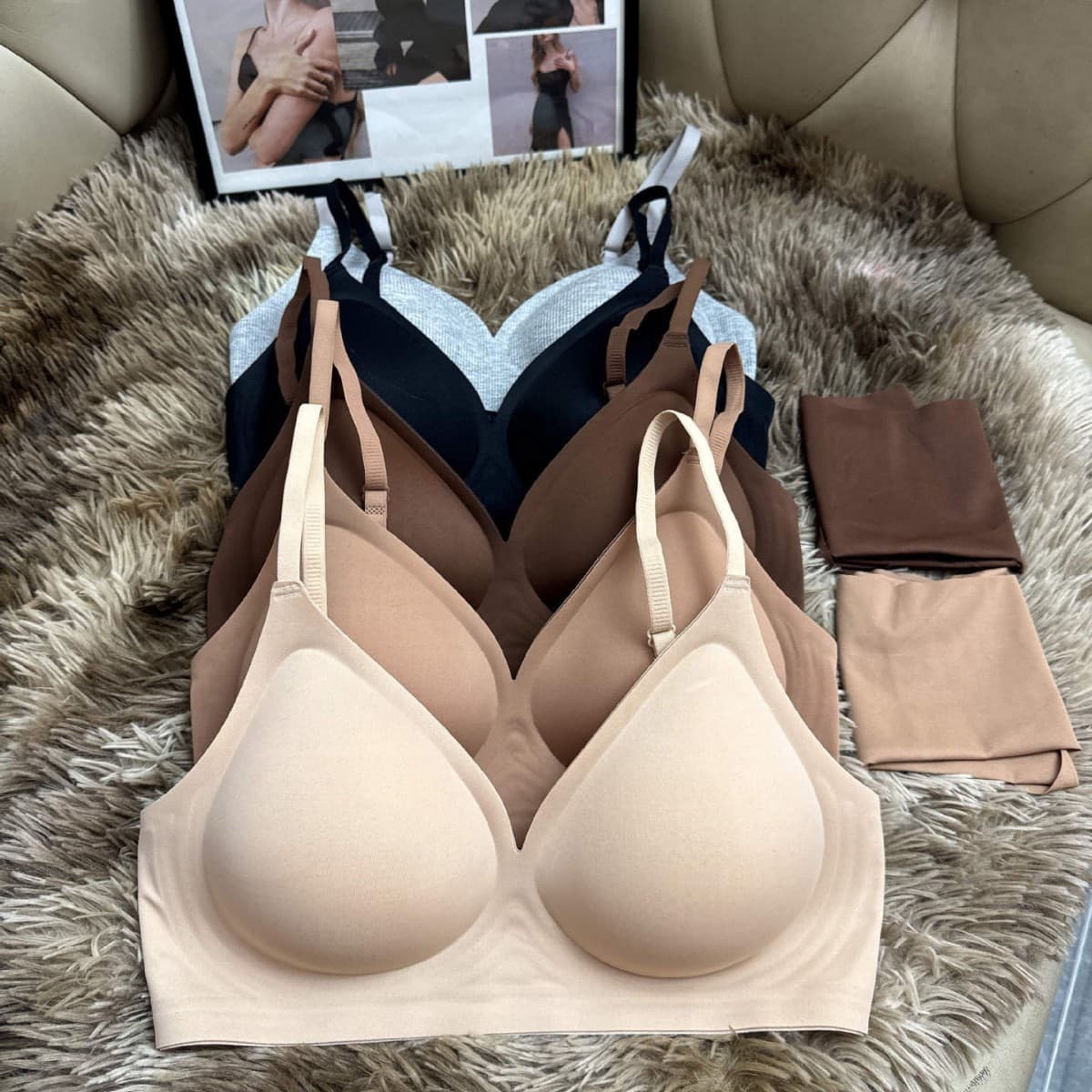 9318 # Liquid Foundation Curved Large U-Shaped Beautiful Back Bra for Women with Small Breasts, Seamless Expansion and Enlargement Bra