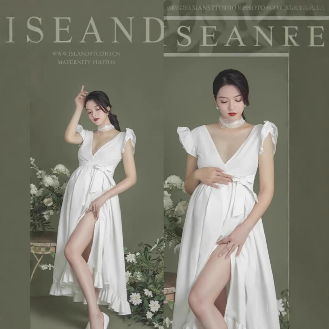 2025 New Maternity Photography Studio Theme Dress White Pure Desire Dress Set
