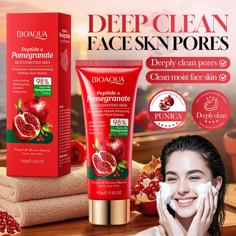 Full English facial cleanser BIOAOUA red pomegranate peptide hydrating cleansing facial cleanser cleansing face cross-border foreign trade
