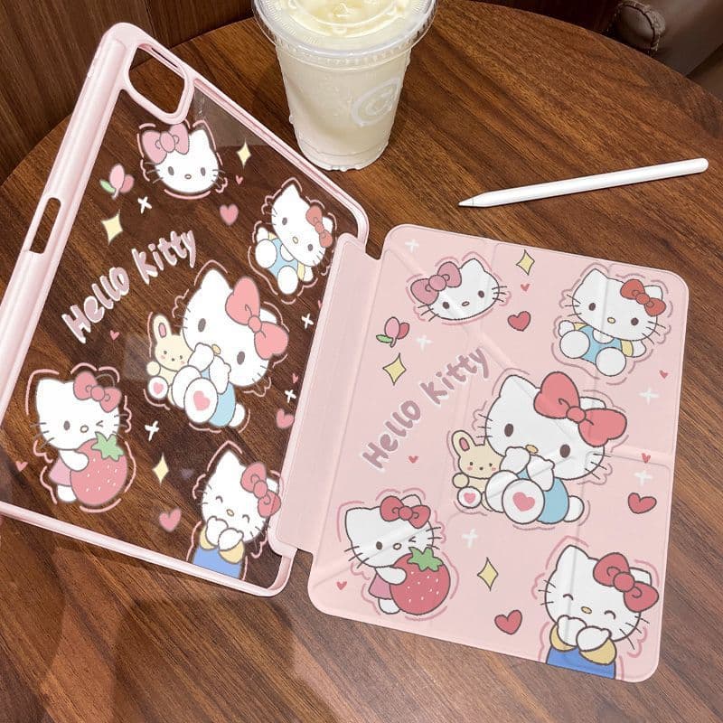 Cute Hello Kitty Pattern Case for iPad Air 6/7 Tablet Cover iPad P10th/2024 Pro 11