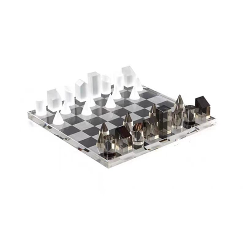 Frosted Crystal Chess Board Decoration for Modern Living Room, Contemporary Home Decor
