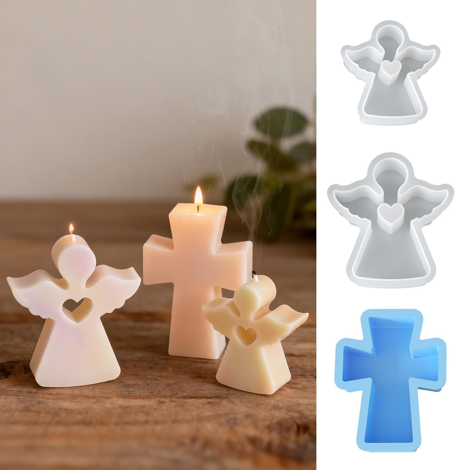 Hot selling love angel cross candle silicone mold DIY aromatherapy Easter three-dimensional hollow plaster ornaments