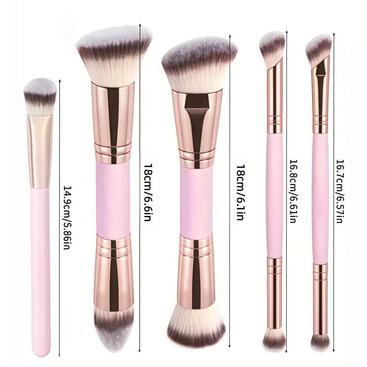 Dual-Ended Foundation Brush Concealer Brush 5-Pack Angled Contour Foundation Powder Brush Portable Makeup Brush Beauty Tool