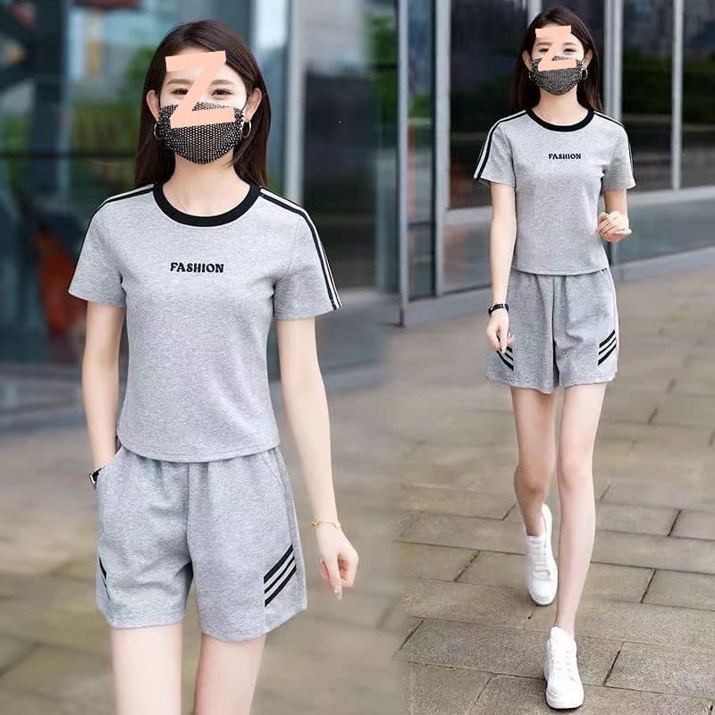 Sports Shorts and Short-Sleeve T-Shirt 2-Piece Set for Women Summer 2026 New Style Tummy-Control Loose Slimming Casual Fashion Outfit