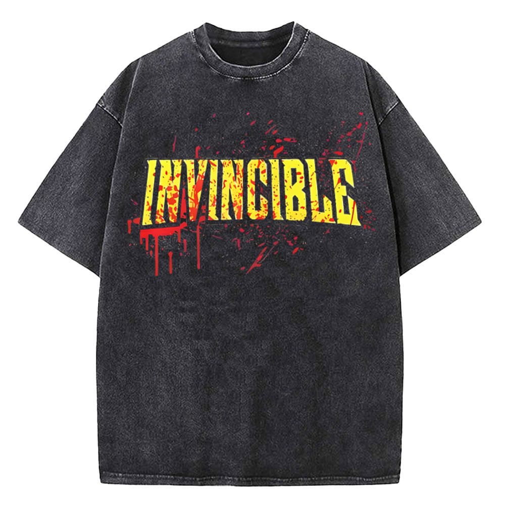 Men Women Invincible Hero Vintage Washed T Shirts High Quali