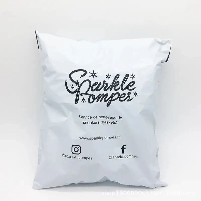 Glossy white packaging, new material, in stock, thickened color printing, destroyable degradable envelope, polyethylene express bag