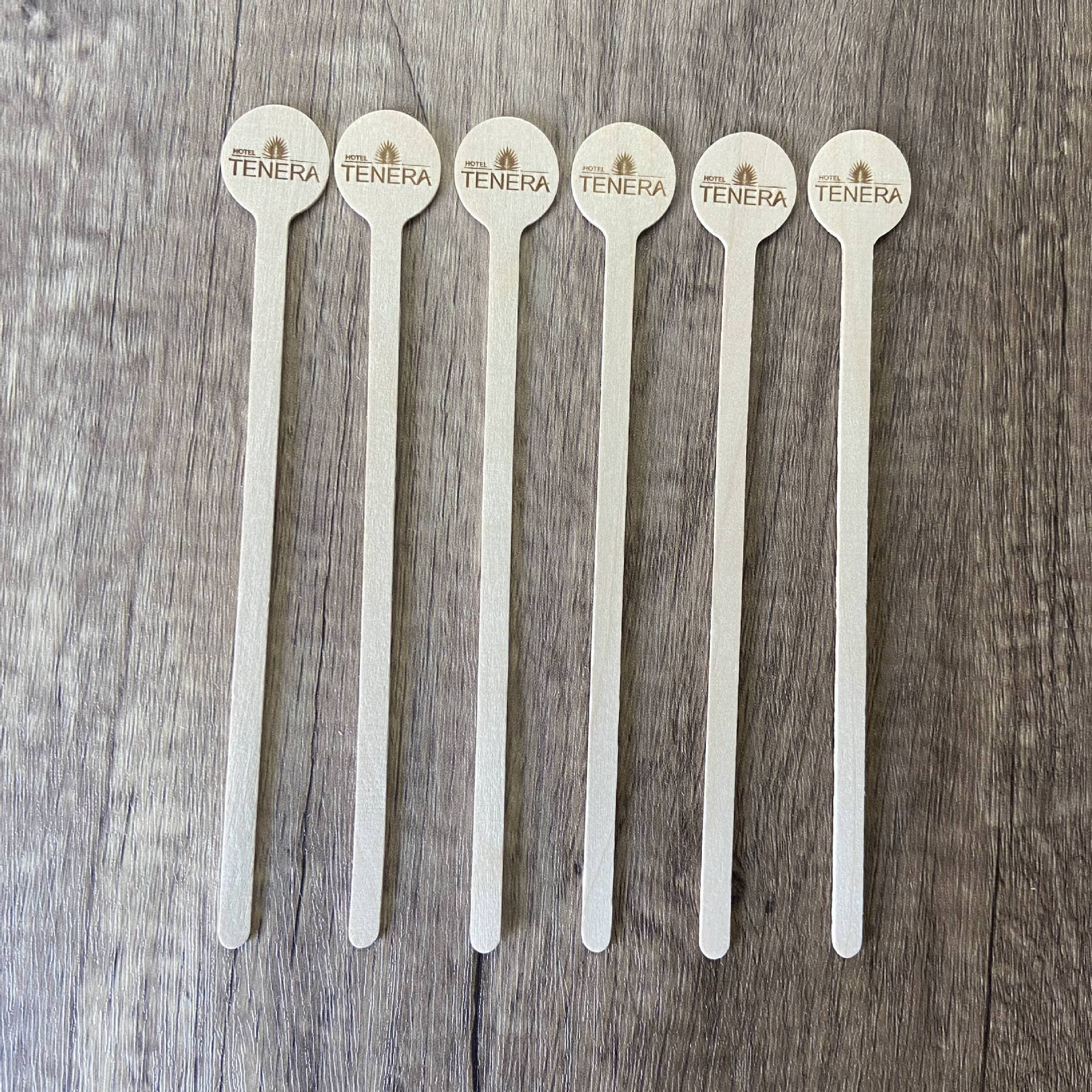 Factory Disposable Birch Wood Branded Round-end Stir Sticks 102/152/180mm Mixing Sticks Custom Logo Available