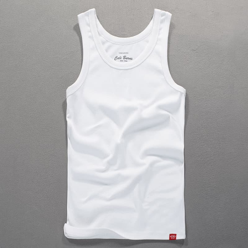Men's Cotton Vest Solid Color Stretch Tight Sports Vest Four-Season Wearable Gym Sweat Vest Fitness Vest