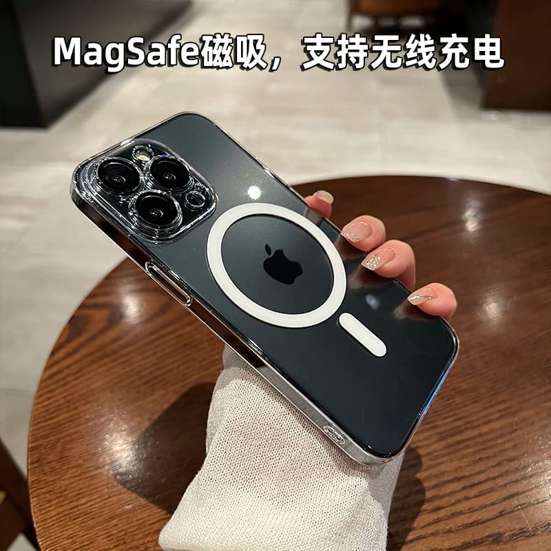 iPhone 17/16 Pro Max Case PC Hard Shell Magnetic Transparent with Lens Film Compatible with Apple 14/13