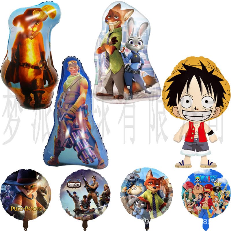 One Piece Luffy Zootopia Zootropolis Night Fortress Cartoon Animal Foil Balloon Children's Birthday Party Decoration