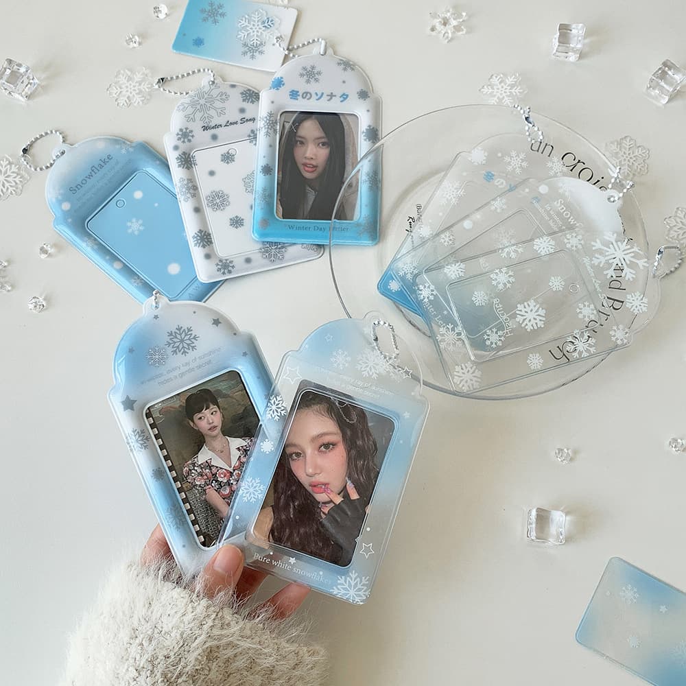 Hisocute Korean Style Simple Transparent Snowflake Card Holder Student Bus Card Case Girl Fan 3-inch Card Sleeve